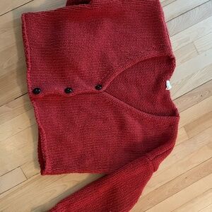 babaa coral red cardigan